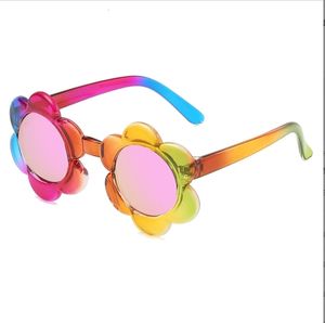 Sunglasses 1-5 Years Kids Flower Sunglasses Rainbow Colorful Cute Round Kid Eyewear for Toddler Kids Boy Girls Outdoor Activities Wholesale 230530