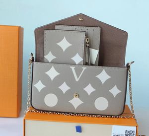 LUXURYS Designer 3pcs Ustaw Pochette Feliciie łańcuchowa torba Akcesoria Kobiety torebki torebki Crossbody skórzana torebka moda
