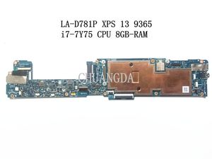 Placa -mãe LAD781P PARA DELL XPS 13 9365 LAPTOP MOTEM COM I77Y75 CPU 8GBRAM CN0DPKX3 0DPKX3 DPKX3 100% Totalmente testado