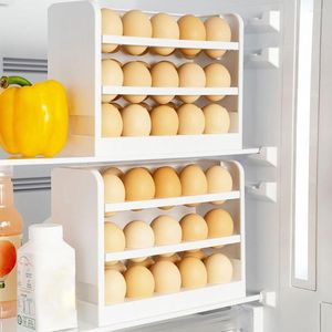 Lagringsflaskor tre lager kreativa flip ägglåda hushåll kylskåp arrangör containrar