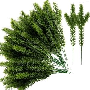 Decorative Flowers 10-45 Pcs Artificial Pine Needles Branches Garland-Plants Fake Picks For DIY Garland Wreath Christmas Decor