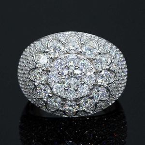 Moda Fina jóias anel de cluster de ouro real banhado 925 rocha prata anéis de diamante