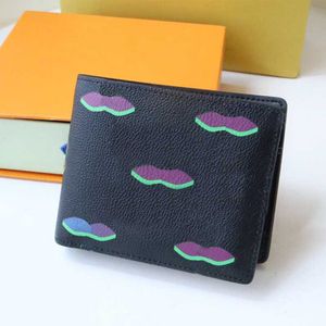 M82297 Men Designer Wallet 5A Genuine leather Short wallets Top quality card holder Colorful star credit card purse fashion black Cowhide pocket purses with box