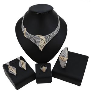 Halsbandörhängen Set Yulaili Luxury American Cubic Zirconia Armband Earring Ring bröllop Brudtillbehör för kvinnliga smycken