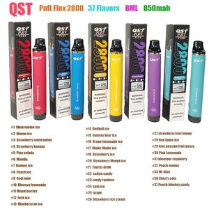 Puff Flex 2800 Puffs QST 2800 Einweg-E-Zigaretten-Vape, auswechselbare Pods, Gerätekits, 850-mAh-Akku, vorgefüllt, 8-ml-Verdampfer, neue Geschmacksrichtungen
