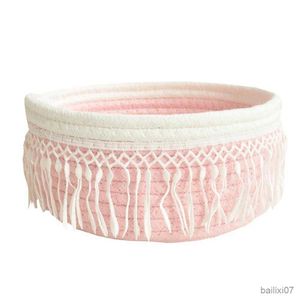 Basket Stylish Storage Box Recyclable Folded Storage Basket Decorative Woven Cotton Line Debris Baskets for Key Storage Basket