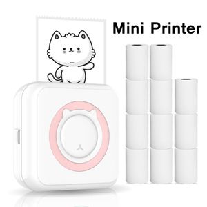 Drukarki Mini przenośna drukarka Etykietowanie maszyny do naklejki termicznej Drukarka do telefonu do telefonu bezprzewodowe Bluetooth Fast Printing Home