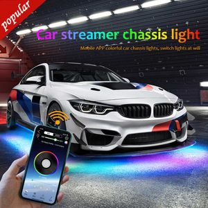 New 4pcs Car Underbody Streamer Ambient Light Strip Backlight Flexible Rgb App Remote LED Decorative Styling Atmosphere Neon Lamp
