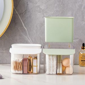 Storage Boxes 1 PCS Cotton Box Household Dustproof With Lid Multifunctional Powder Puff Makeup Remover Compartment