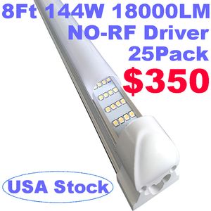 18000lm Cooler Door LED Tube 4 Row 8FT Lights 8 Feet LED T8 144W 4row tube bulbs 8ft V Tube lights Per banco da lavoro Garage Fienile Officina Seminterrato usalight