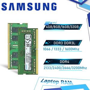 RAMS Samsung Laptop Ram Notebook Memória de 16 GB de 8GB 4GB DDR4 DDR3 DDR3L PC4 PC3 2133P 2400T 2666V 3200A 1333 1600 10600S 12800S SODIMM