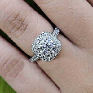 Band Rings Huitan 2022 Hot Women's Wedding Ring med AAA Cubic Zirconia CUSHION CUT THEMPERAMENT KVINNA Ringengagemang Band smycken AA230530
