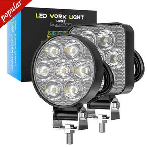 New 21W 8W 7LED Work Light Mini LED Car Front Fog Light 12V 24V Truck SUV 4X4 4WD Engineering Headlights Off-road LED Round Headlamp