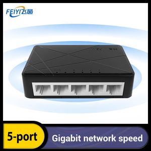 Przełączniki Feiyi SG105M Gigabit Mini 5port Desktop Switch Ethernet Network Switch PoE12V LAN HUB RJ45 Ethernet i przełączanie bocznik