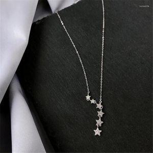 Chains Creative Silver Plated Jewelry Temperament Multiple Stars Pentagram Zircon Clavicle Chain Necklaces For Women Accessories