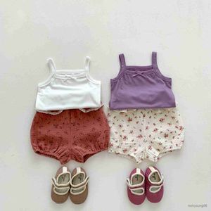 Giyim Setleri 2023 Yeni Gelişler Bebek Kız Katı Tankandfloral Şort Yaz Giysileri Elbise Çiçek İki Parçalı Set
