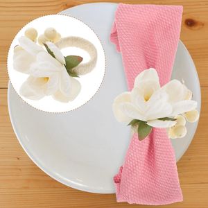 Table Cloth 4 Pcs Desktop Decor Napkin Buckle Party Ring El Serviette 9X9X5CM White Chic Delicate Dinner