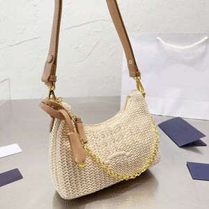 Straw Chains Bag Hobos Crochet Designer Bag Clutch Handbags Summer Beach Bag Women Underarm Shoulder Crossbody Wallets Embroidery Letters Mini Casual Tote Handbag