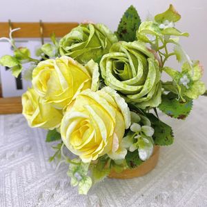 Decorative Flowers Vintage Peony Artificial Fake Silk Bouquet With Stem For Home Wedding Party Table Centerpieces Office Room Decor