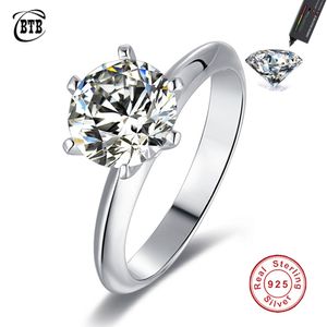 Solitaire Ring Luxury 925 Sterling Silver Real Rings Wholesale 230529