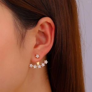 Stud Earrings Trendy Gold Color Piercing For Women Geometric Zirconia Star Water Drop Pendant Accessories Jewelry