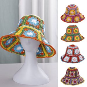 Szerokie czapki z czapki wiadra czapki dla dorosłych w stylu Boho w stylu Boho Giełd Składany szydełkowy Kapelusz Summer Outdoor Drop 230529