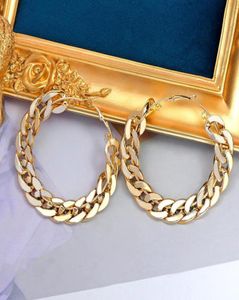 JUST FEEL 2020 New Design Vintage Chain Hoop Earring For Women Big Gold Silver Color Round Brincos Jewelry Female Statement Gift8647799