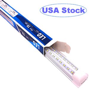 5FT LED Tienda de accesorios de iluminación Forma de V T8 Tubo integrado de 5 pies Blanco frío Alto rendimiento 50W Tubos Iluminación Doble cara Garaje Almacenes Cubierta transparente usalight