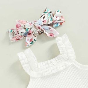 Clothing Sets Newborn Infant Baby Girl Shorts Suit Summer Sleeveless Romper and Flower/Rainbow/Butterfly Print Hairband