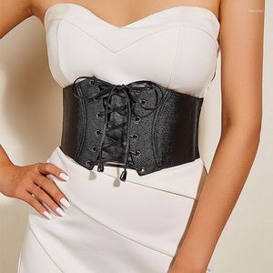 Cinture Vintage Black Cummerbunds per abito da sposa elastico in vita ampia moda donna lusso stringato corsetto petto stretto