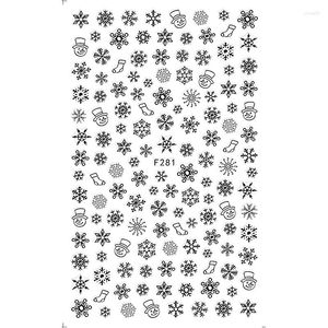 Nail Stickers 10PCS 3D Self-adhesive Black And White Christmas Snowflake Art Sticker Elk Slider Decoration Decal