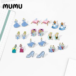 2021 neue Cinderella und Prinz Ohrstecker Glas Slipper Epoxy Schmuck Harz Acryl Ohrringe handgemachte Geschenke Mädchen