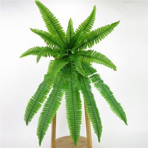 Decorative Flowers Large Hanging Artificial Persian Grass Plants Fern Leaves Green Wall Fake Plant Home Garden Decoration Indoor Outdoor