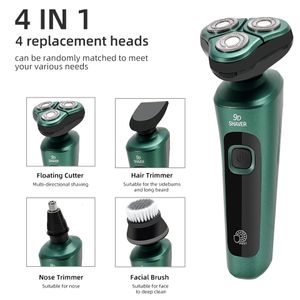 Elektriska rakare USB-laddningsbara multifunktion Electric Shaver LCD Digital Display Tre-huvud flytande rakknivskägg Trimmer Hårklippmaskin 230529