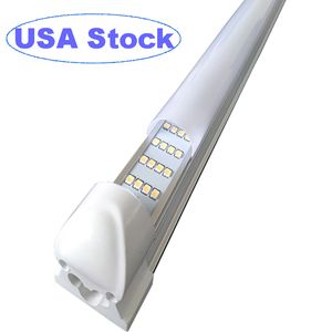 Led Tubes 4 Row Frosted Milky Cover 4 8ft Cooler Door T8 Integrated Double Sides Lights 72W 144W 85-265V bulbs For Workbench Garage Barn Basement Stock in US crestech168