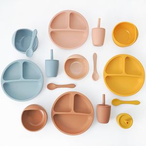 Copos pratos utensílios de utensílios bpa bpa de mesa de mesa gratuitos de mesa de silicone macio de moda de palha de palha de palha