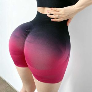 Kvinnor Pants Capris Kvinnor Dye Color Sport Shorts Summer Fitness High midja Kort Gym Butt Träning Tights Leggings Tummy Control J230529