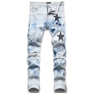 Amirir jeans 24 jeans maschile designer no strappi buchi pantaloni strappati con skin senim jeans amirir 22 gamba dritta slim fit cerniera amari hip hop motociclisti 531