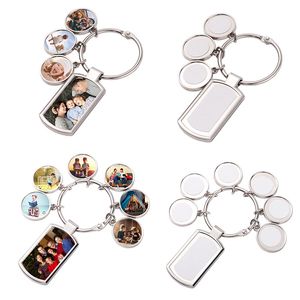 Mode DIY Fotorahmen Sublimation Blanko Schlüsselanhänger Thermal Transter Round Sqaure Designer Schlüsselanhänger für Frau Mann Auto Schlüsselanhänger Silber Schlüsselanhänger Schmuck Geschenk