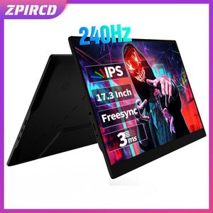 Monitores de 17,3 polegadas Monitor portátil de 240Hz 1080p HDR 100%SRGB IPS SCREEN GTG 3MS FreeSync Display para PC Laptop Mac Xbox PS4/5 Switch