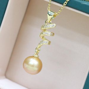 Catene Ciondolo a spirale d'acqua dolce Collana di gioielli di moda micro-intarsiata con diamanti pieni placcati in oro 18 carati