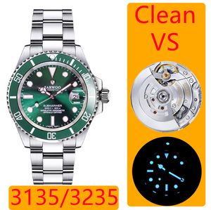 Top Clean vs Factory Luxury Men Sports ETA 3235 3135 Automatyczne zegarek W pełni automatyczne maszyny 904L Stal nierdzewna designer podwodny Super Glow 12661 11661