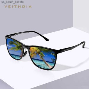 Óculos de sol Veithdia Retro Aluminium Magnesium Brand Minflem Mirror Sunglasses Lens polarizada Eyewear Vintage Drivando óculos de sol para homens 6623 L230523