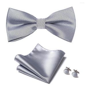 Bow Ties 2023 Design grossist Silk Jacquard Holiday Gift Tie Pocket Squares Cufflink Set Men Suit Accessories Red Floral