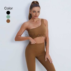 Women's Tracksuits Seamless Two Piece Set Sport Outfit For Woman One Shoulder Bra High Waist Leggings Suit For Fitness Running Workout Clothes J230525