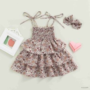 Girl's Dresses Baby Toddler Kid Girls Dresses Summer Sleeveless Floral Print Dresses For Girls Beach Holiday Costumes