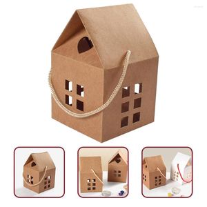 Gift Wrap 10 Pcs Paper Chocolate Cases Wrapping Box Boxes Candy Party Jars Favor Containers Cookie Treat House Shaped