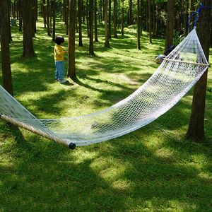 Bärbar traditionell nylonrep Hammock Enskild person utomhus bakgård trädgård hem sovsal lat stol sport rese camping gungstolar hw0031