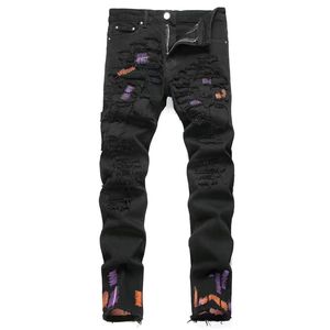 Designer de marca roxa jeans para homens mulheres calças roxo verão buraco alta qualidade bordado jean denim calças dos homens jeans roxo 696