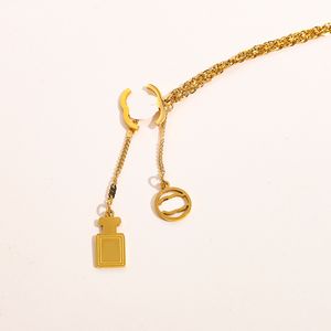 Wholesale New Style Three Colour 18K Gold Plating Pendant Necklaces Never Fade Stainless Steel Necklace Fashion Designer Brand Letter Square Clavicular Chain